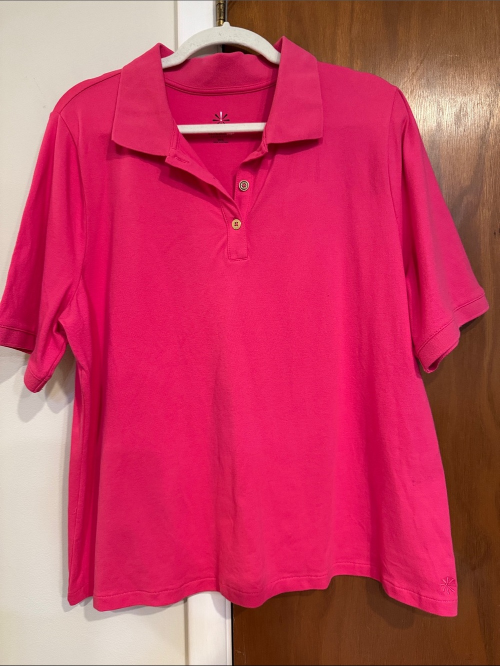 Isaac Mizrahi Hot Pink Short-Sleeve Button-Down Polo